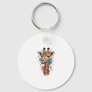 Vintage Engraving Giraffe Art White Shirt Design ( Key Ring