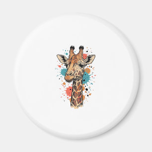 Vintage Engraving Giraffe Art White Shirt Design ( Magnet