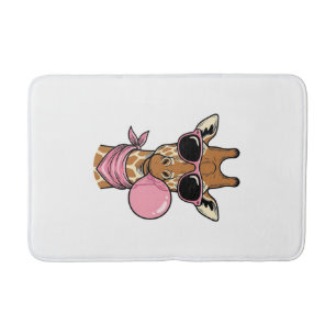 Vintage Engraving Giraffe Bubblegum Vector Design_ Bath Mat