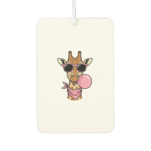 Vintage Engraving Giraffe Bubblegum Vector Design_ Car Air Freshener