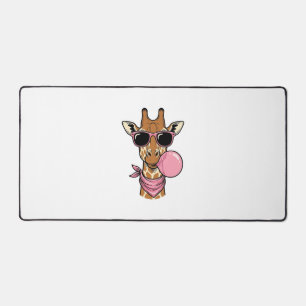 Vintage Engraving Giraffe Bubblegum Vector Design_ Desk Mat