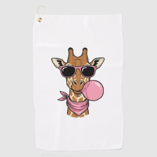 Vintage Engraving Giraffe Bubblegum Vector Design_ Golf Towel