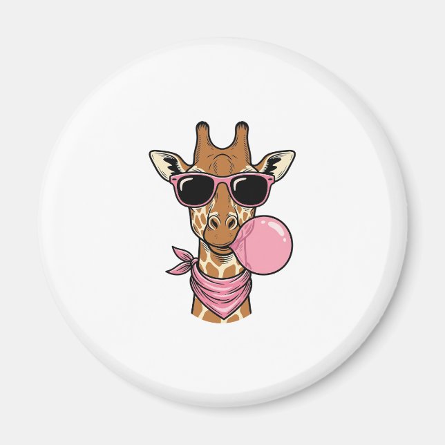 Vintage Engraving Giraffe Bubblegum Vector Design_ Magnet (Front)