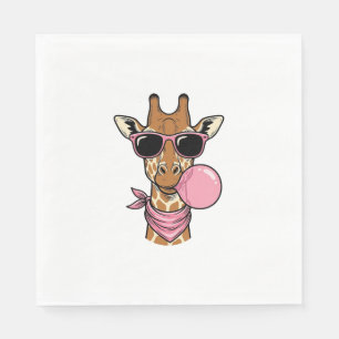 Vintage Engraving Giraffe Bubblegum Vector Design_ Napkin