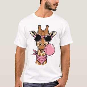 Vintage Engraving Giraffe Bubblegum Vector Design_ T-Shirt
