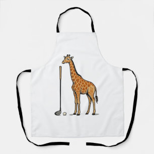 Vintage Engraving Giraffe Golf Vector T-Shirt Desi Apron
