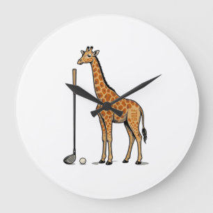 Vintage Engraving Giraffe Golf Vector T-Shirt Desi Large Clock