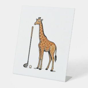 Vintage Engraving Giraffe Golf Vector T-Shirt Desi Pedestal Sign