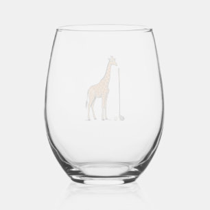 Vintage Engraving Giraffe Golf Vector T-Shirt Desi Stemless Wine Glass