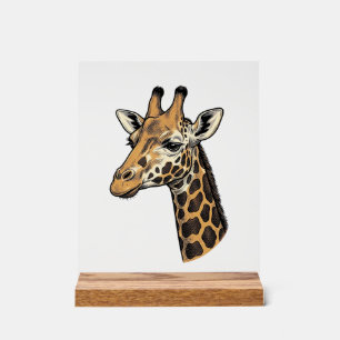 Vintage Engraving Giraffe Portrait Shirt Design (7 Acrylic Sign