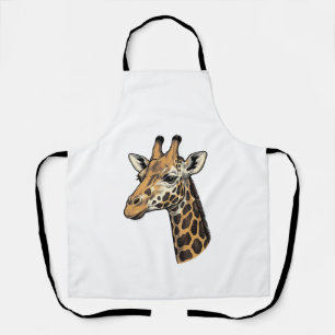 Vintage Engraving Giraffe Portrait Shirt Design (7 Apron