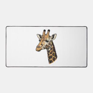 Vintage Engraving Giraffe Portrait Shirt Design (7 Desk Mat
