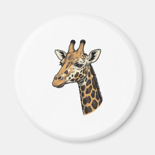 Vintage Engraving Giraffe Portrait Shirt Design (7 Magnet
