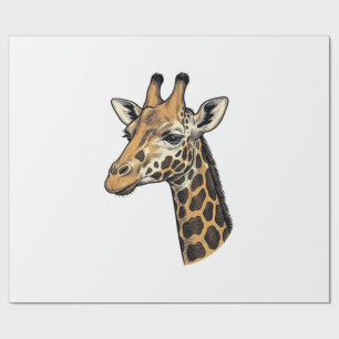 Vintage Engraving Giraffe Portrait Shirt Design (7 Wrapping Paper