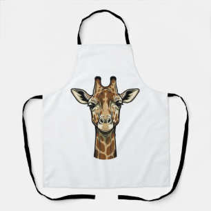Vintage Engraving Giraffe Vector Art Design_1 Apron