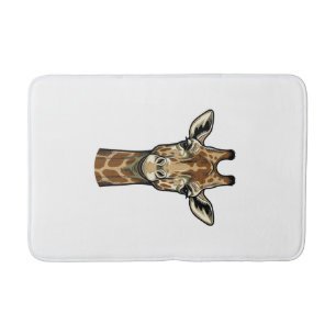 Vintage Engraving Giraffe Vector Art Design_1 Bath Mat