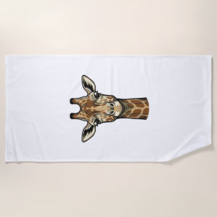 Vintage Engraving Giraffe Vector Art Design_1 Beach Towel
