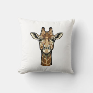 Vintage Engraving Giraffe Vector Art Design_1 Cushion