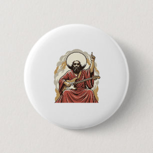 Vintage Engraving Guitarist Vector Art Shirt_1 6 Cm Round Badge