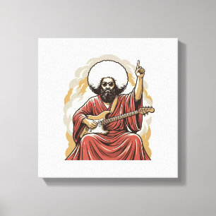 Vintage Engraving Guitarist Vector Art Shirt_1 Canvas Print
