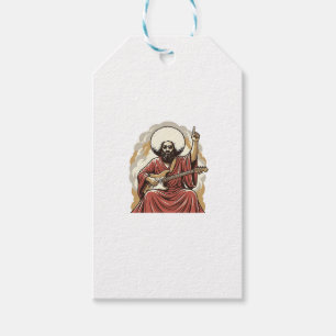 Vintage Engraving Guitarist Vector Art Shirt_1 Gift Tags