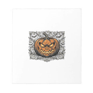 Vintage Engraving Halloween Pumpkin Shirt Design_1 Notepad