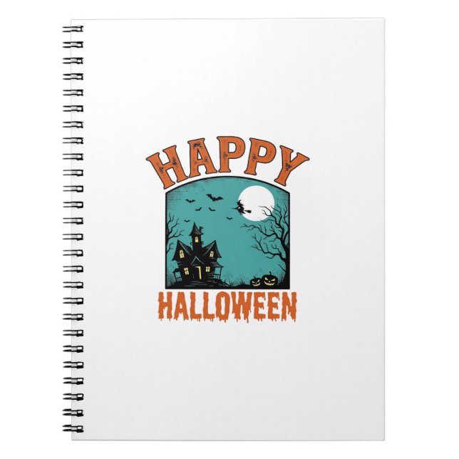 Vintage Engraving Happy Halloween Haunted House De Notebook (Front)