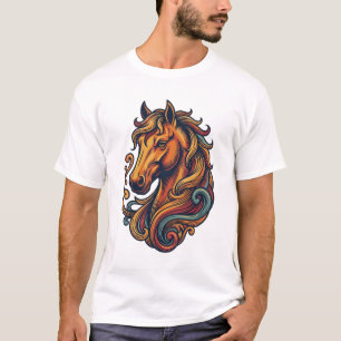 Vintage Engraving Horse Head Vector Art Design T-Shirt