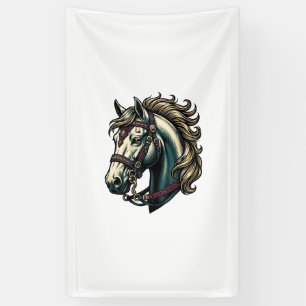 Vintage Engraving Horse Head Vector Banner