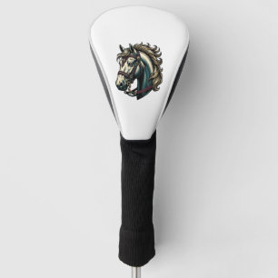 Vintage Engraving Horse Head Vector Golf Head Cover