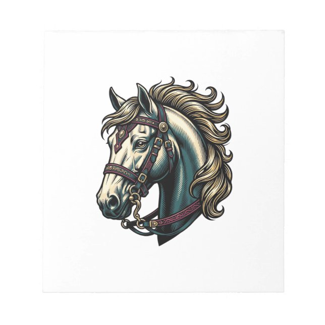 Vintage Engraving Horse Head Vector Notepad (Front)