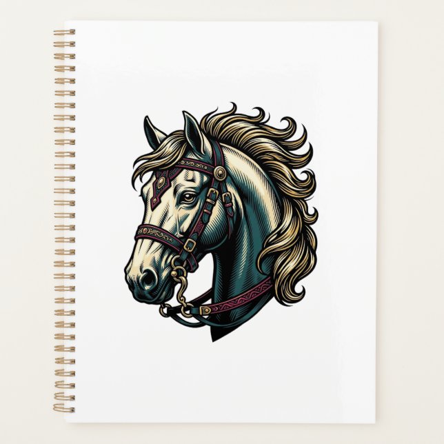 Vintage Engraving Horse Head Vector Planner (Front)