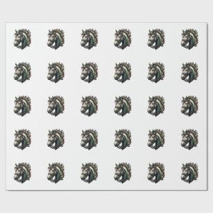 Vintage Engraving Horse Head Vector Wrapping Paper