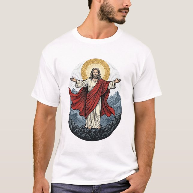 Vintage Engraving Jesus Mountain Shirt (Front)
