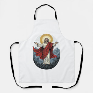 Vintage Engraving Jesus Mountain Shirt Apron
