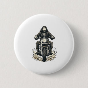 Vintage Engraving Motorcycle Rider Vector Design_1 6 Cm Round Badge