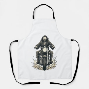 Vintage Engraving Motorcycle Rider Vector Design_1 Apron