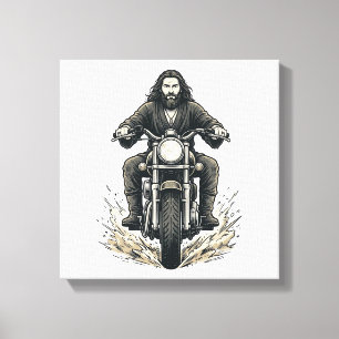Vintage Engraving Motorcycle Rider Vector Design_1 Canvas Print