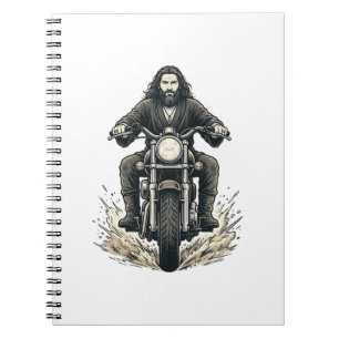 Vintage Engraving Motorcycle Rider Vector Design_1 Notebook