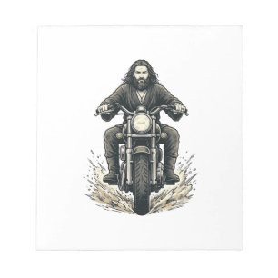 Vintage Engraving Motorcycle Rider Vector Design_1 Notepad