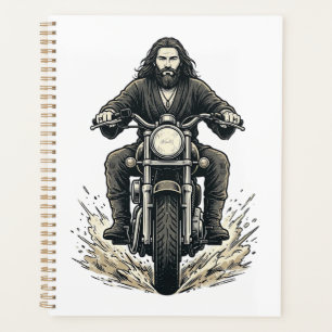 Vintage Engraving Motorcycle Rider Vector Design_1 Planner