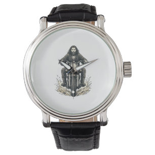 Vintage Engraving Motorcycle Rider Vector Design_1 Watch