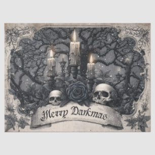 Vintage Engraving of a Gothic Christmas Scene Tissue Paper