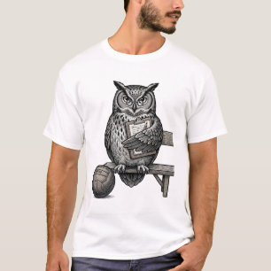 Vintage Engraving Owl Soccer Coach Shirt Design_1