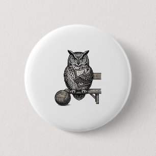 Vintage Engraving Owl Soccer Coach Shirt Design_1 6 Cm Round Badge