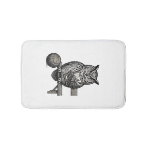 Vintage Engraving Owl Soccer Coach Shirt Design_1 Bath Mat