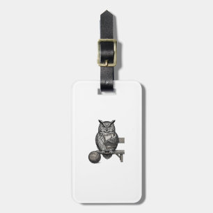 Vintage Engraving Owl Soccer Coach Shirt Design_1 Luggage Tag