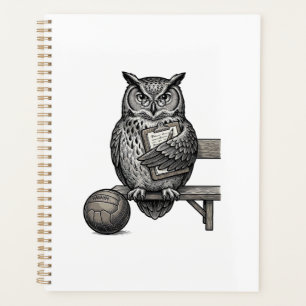 Vintage Engraving Owl Soccer Coach Shirt Design_1 Planner