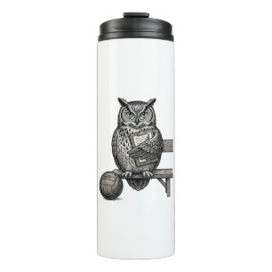 Vintage Engraving Owl Soccer Coach Shirt Design_1 Thermal Tumbler