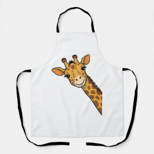 Vintage Engraving Peeking Giraffe Shirt Design_1 Apron